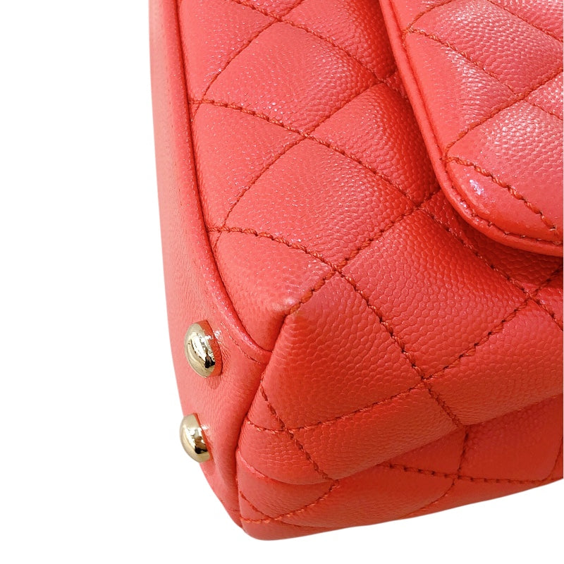 シャネル CHANEL ココハンドルXXS AS2215 オレンジ　ゴールド金具 キャビアスキン レディース ショルダーバッグ