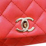 シャネル CHANEL ココハンドルXXS AS2215 オレンジ　ゴールド金具 キャビアスキン レディース ショルダーバッグ