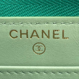 シャネル CHANEL マトラッセラウンドジップ グリーン キャビアスキン レディース 二つ折り財布
