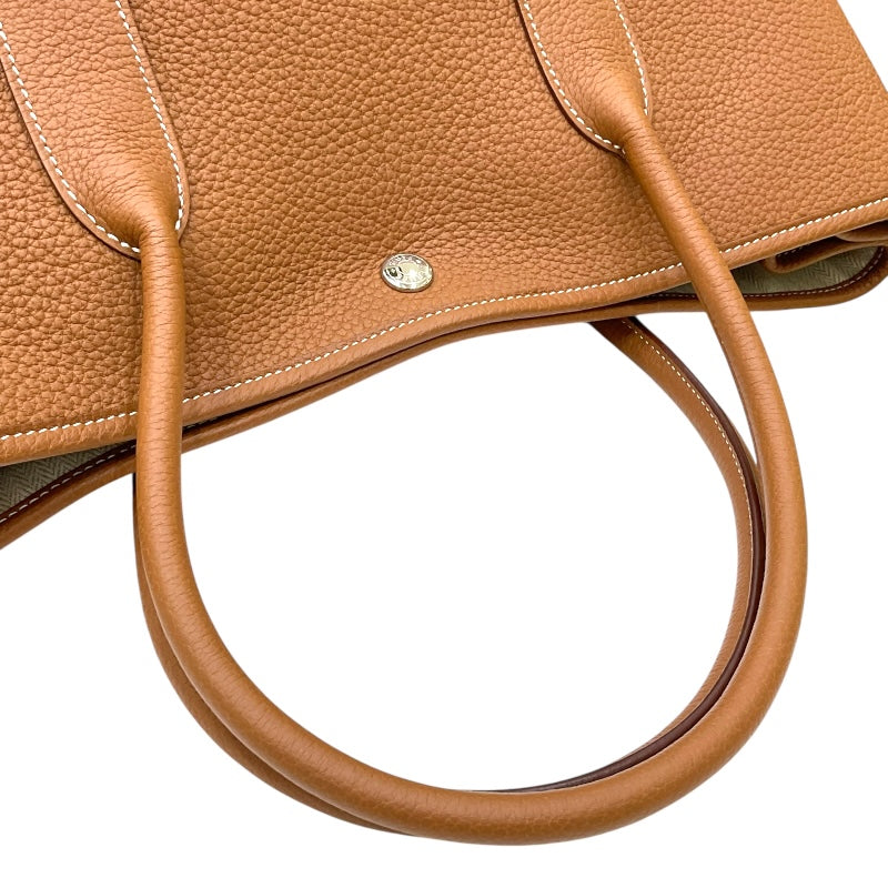 エルメス HERMES ガーデンパーティPM Y刻印 ゴールド シルバー金具 カントリー レディース ハンドバッグ