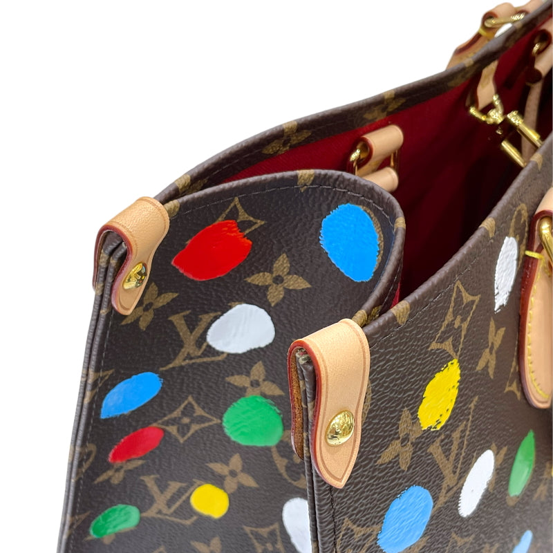 ルイ・ヴィトン LOUIS VUITTON オンザゴーMM 草間彌生コラボ M46379 ブラウン モノグラム・キャンバス/レザー レディース トートバッグ