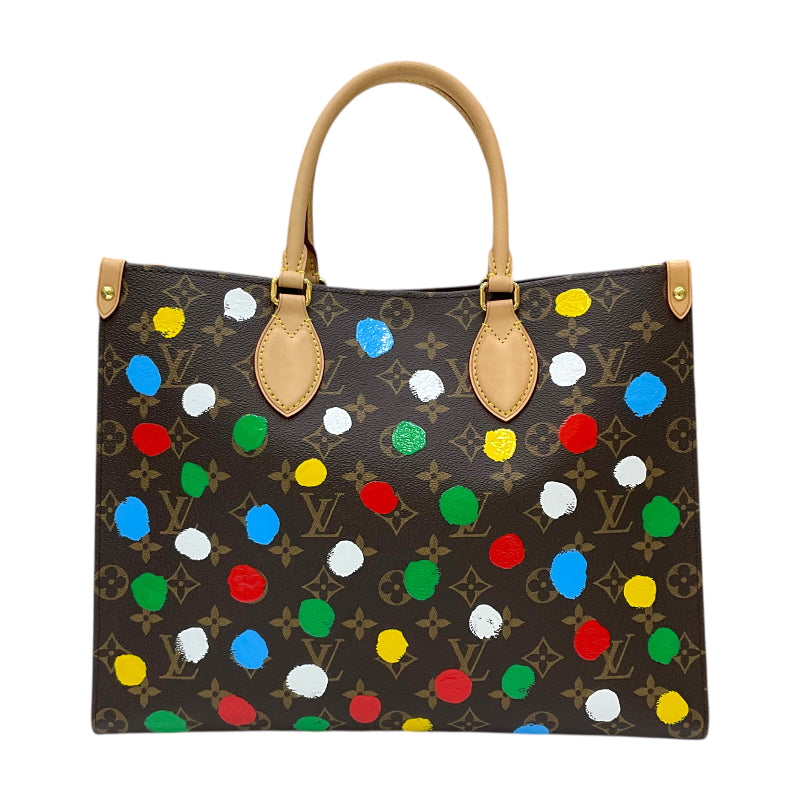 ルイ・ヴィトン LOUIS VUITTON オンザゴーMM 草間彌生コラボ M46379 ブラウン モノグラム・キャンバス/レザー レディース トートバッグ