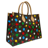 ルイ・ヴィトン LOUIS VUITTON オンザゴーMM 草間彌生コラボ M46379 ブラウン モノグラム・キャンバス/レザー レディース トートバッグ