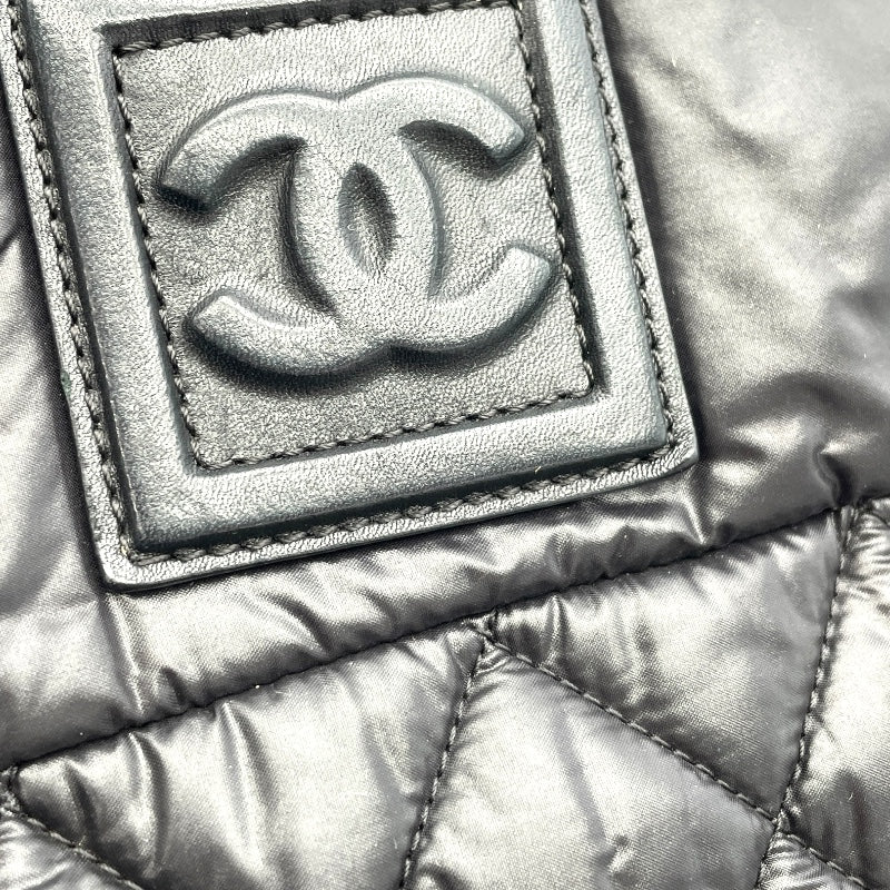 シャネル CHANEL ココクーントートPM A48610　24番台 ブラック×シルバー金具 ナイロン レディース ハンドバッグ