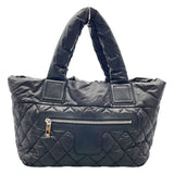 シャネル CHANEL ココクーントートPM A48610　24番台 ブラック×シルバー金具 ナイロン レディース ハンドバッグ