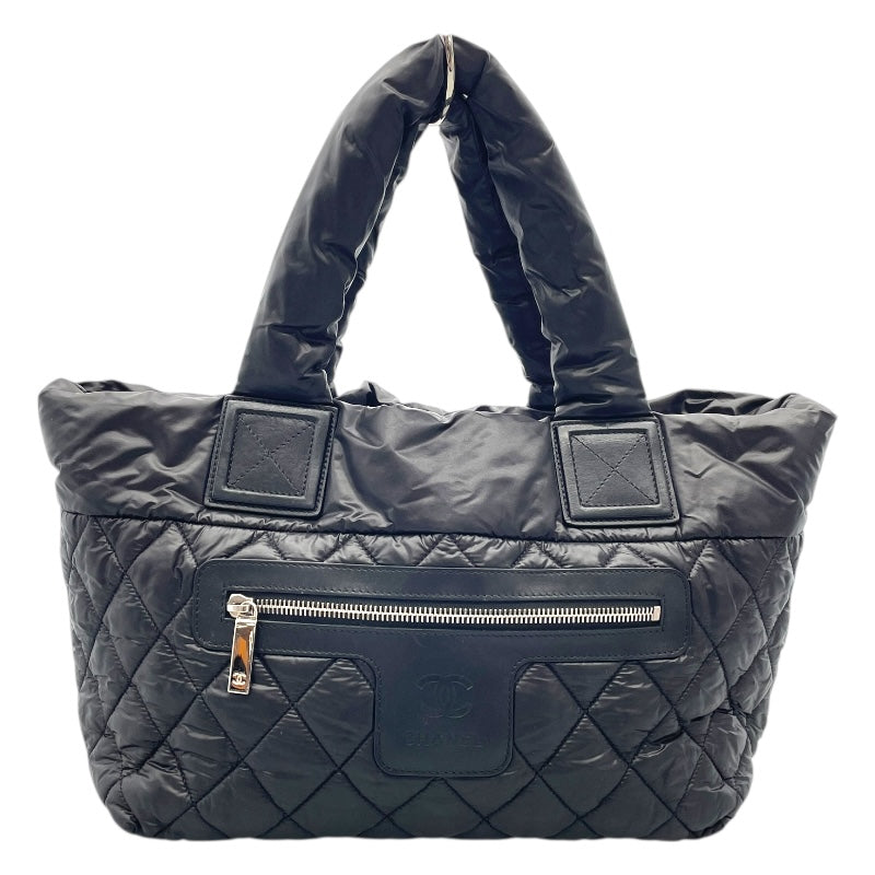 シャネル CHANEL ココクーントートPM A48610　24番台 ブラック×シルバー金具 ナイロン レディース ハンドバッグ