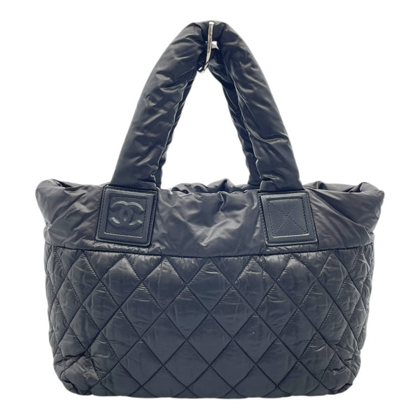 シャネル CHANEL ココクーントートPM A48610　24番台 ブラック×シルバー金具 ナイロン レディース ハンドバッグ