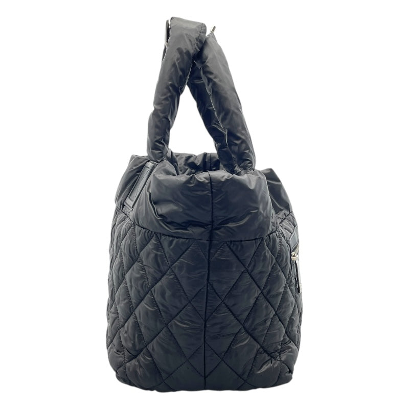 シャネル CHANEL ココクーントートPM A48610　24番台 ブラック×シルバー金具 ナイロン レディース ハンドバッグ