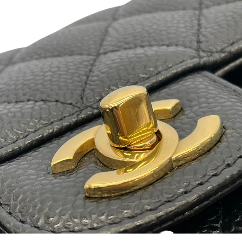 CHANEL キャビアスキン マトラッセショルダーバッグ ブラックゴールド 23