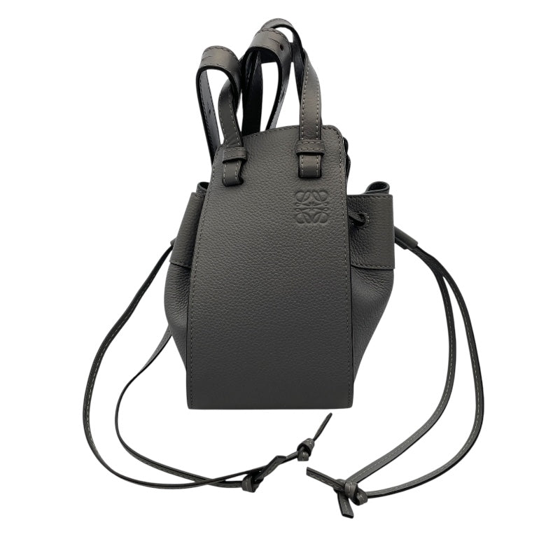ロエベ LOEWE ハンモック ドローストリングス ミニ 62212 グレー カーフレザー レディース ショルダーバッグ