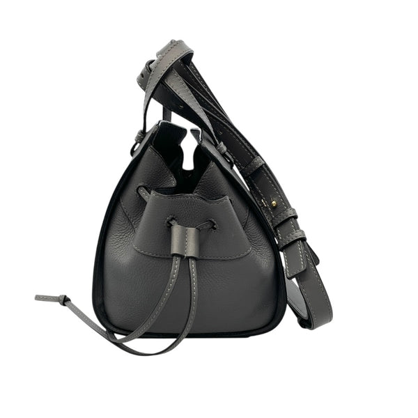 ロエベ LOEWE ハンモック ドローストリングス ミニ 62212 グレー カーフレザー レディース ショルダーバッグ