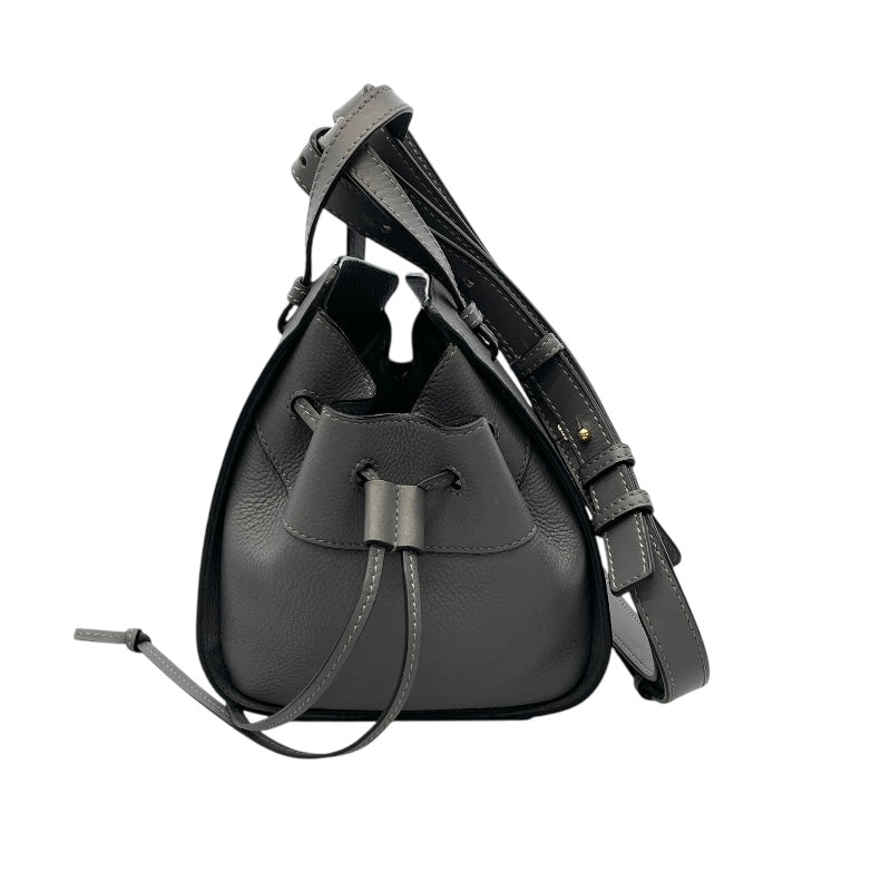 ロエベ LOEWE ハンモック ドローストリングス ミニ 62212 グレー カーフレザー レディース ショルダーバッグ