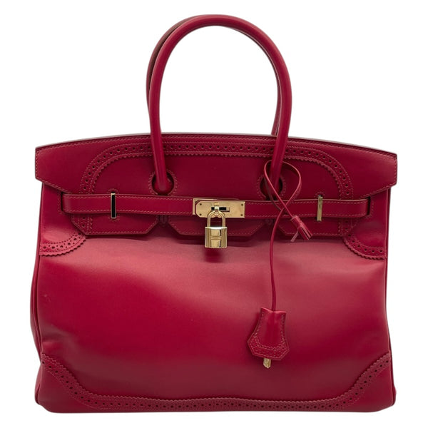 エルメス HERMES バーキン35　ギリーズ □P刻印 ルビー/GD金具 タデラクト レディース ハンドバッグ