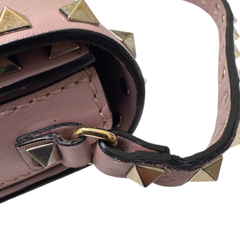 ヴァレンティノ VALENTINO ロックスタッズ ショルダーバッグ ピンク レザー SV金具 レディース ショルダーバッグ