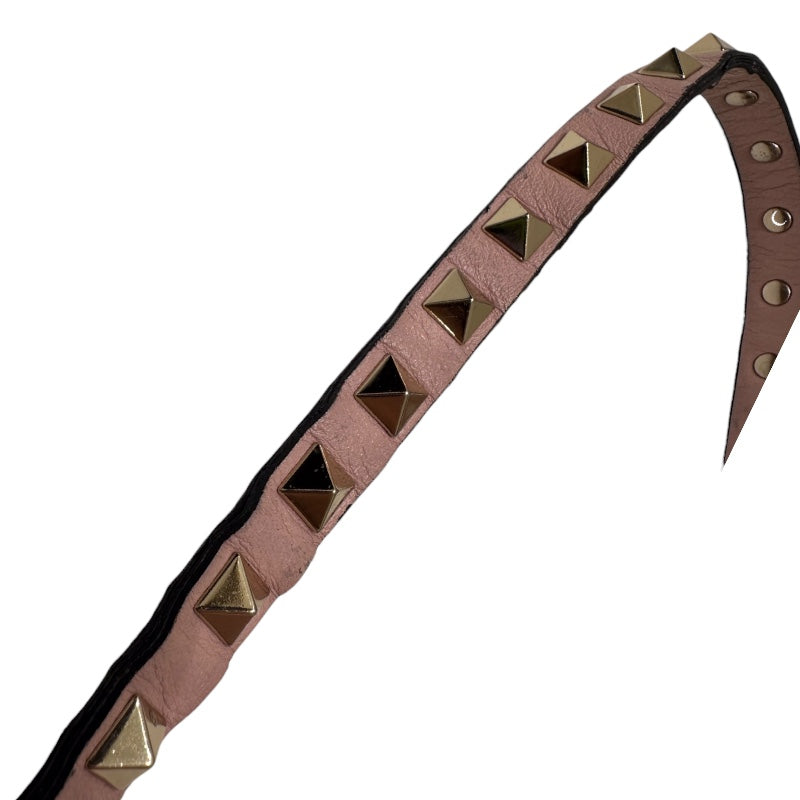 ヴァレンティノ VALENTINO ロックスタッズ ショルダーバッグ ピンク レザー SV金具 レディース ショルダーバッグ