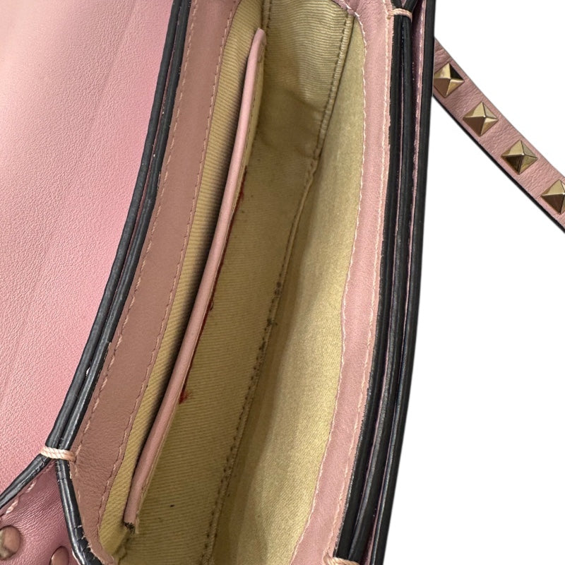 VALENTINO ピンク レザー スタッズ ショルダーバッグ