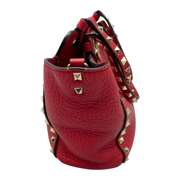 ヴァレンティノ VALENTINO ロックスタッズ ショルダーバッグ ピンク レザー SV金具 レディース ショルダーバッグ