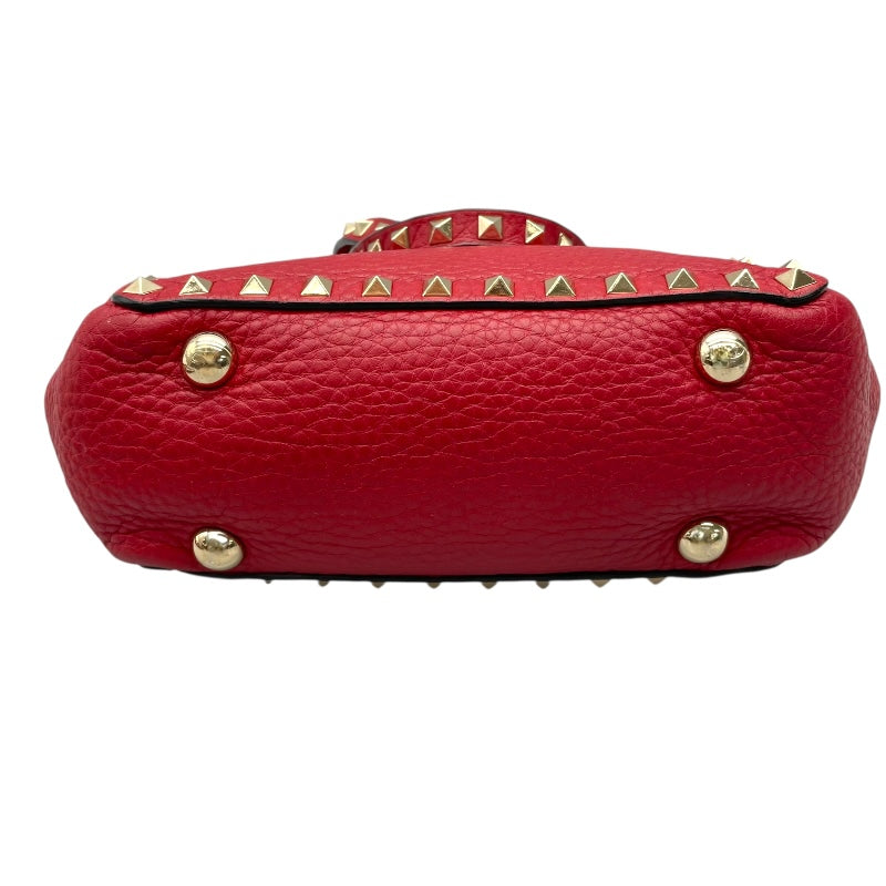 ヴァレンティノ VALENTINO ロックスタッズ ショルダーバッグ ピンク レザー SV金具 レディース ショルダーバッグ