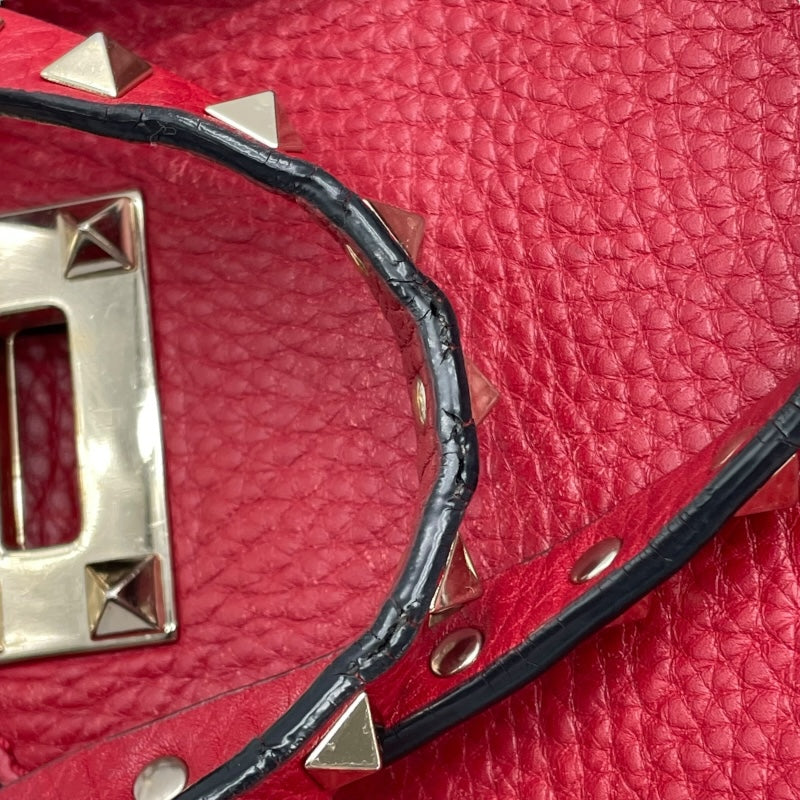 ヴァレンティノ VALENTINO ロックスタッズ ショルダーバッグ ピンク レザー SV金具 レディース ショルダーバッグ