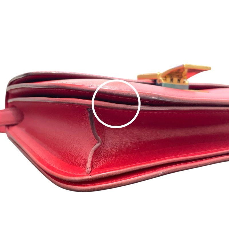 セリーヌ CELINE クラシックボックス レッド ゴールド金具 レザー レディース ショルダーバッグ
