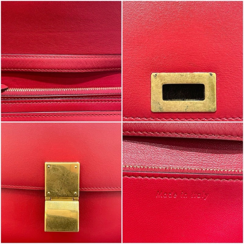 セリーヌ CELINE クラシックボックス レッド ゴールド金具 レザー レディース ショルダーバッグ