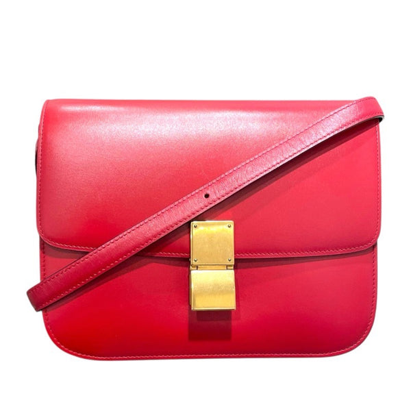 セリーヌ CELINE クラシックボックス レッド ゴールド金具 レザー レディース ショルダーバッグ