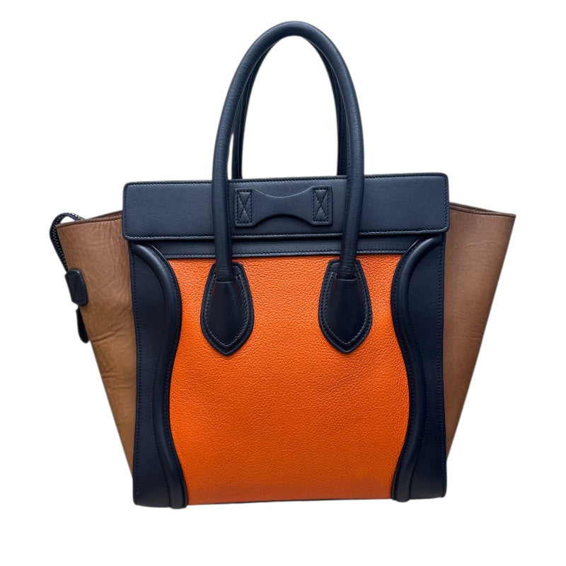 セリーヌ CELINE ラゲージマイクロショッパー オレンジ・ネイビー レザー レディース ハンドバッグ
