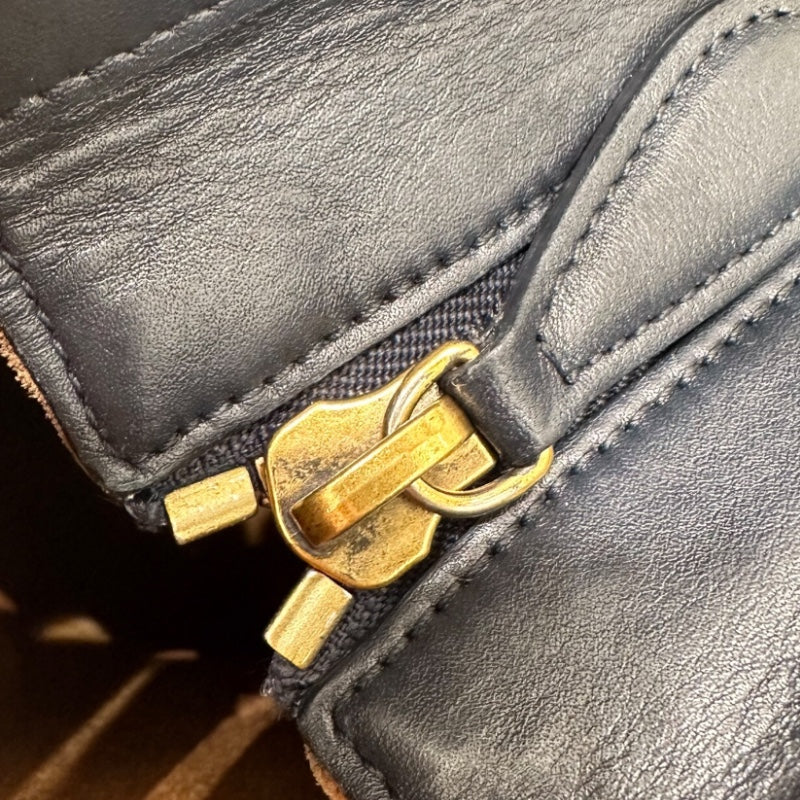 セリーヌ CELINE ラゲージマイクロショッパー オレンジ・ネイビー レザー レディース ハンドバッグ