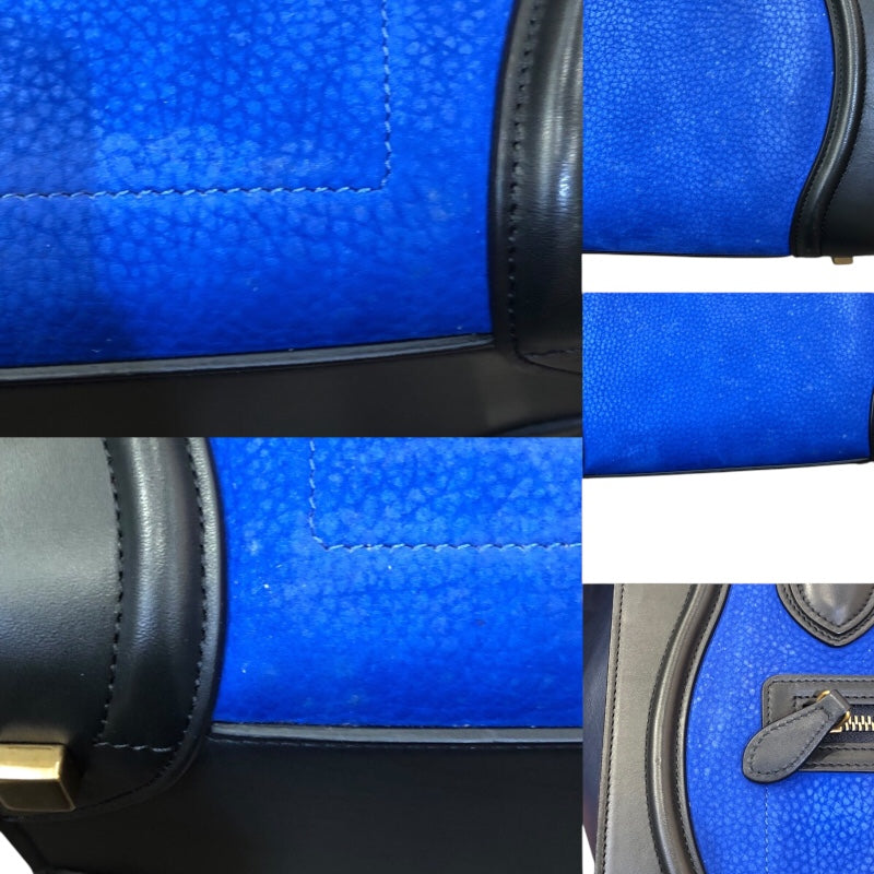 セリーヌ CELINE ラゲージマイクロショッパー 167793 ブルー レザー メンズ ハンドバッグ