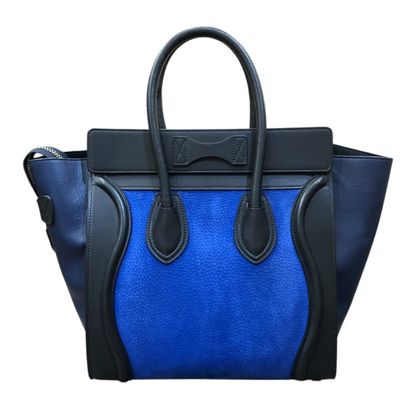 セリーヌ CELINE ラゲージマイクロショッパー 167793 ブルー レザー メンズ ハンドバッグ