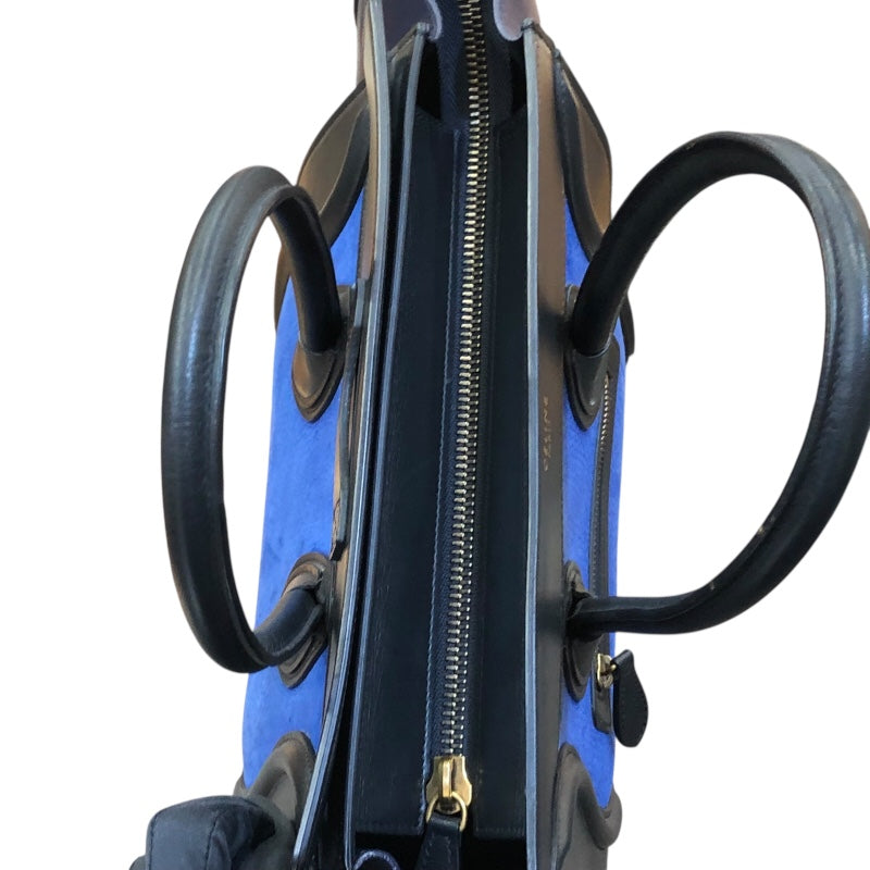 セリーヌ CELINE ラゲージマイクロショッパー 167793 ブルー レザー メンズ ハンドバッグ