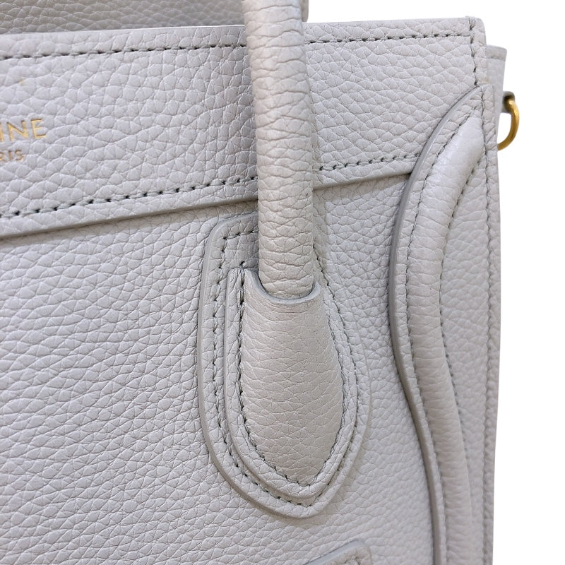 セリーヌ CELINE ラゲージナノショッパー 189243 ホワイト/ゴールド金具 レザー/カーフスキン レディース ショルダーバッグ