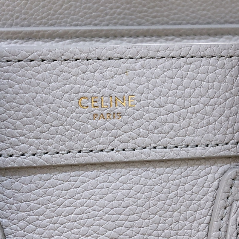 セリーヌ CELINE ラゲージナノショッパー 189243 ホワイト/ゴールド金具 レザー/カーフスキン レディース ショルダーバッグ