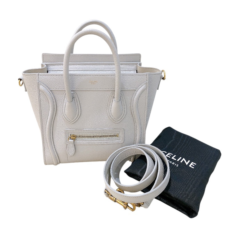 セリーヌ CELINE ラゲージナノショッパー 189243 ホワイト/ゴールド金具 レザー/カーフスキン レディース ショルダーバッグ
