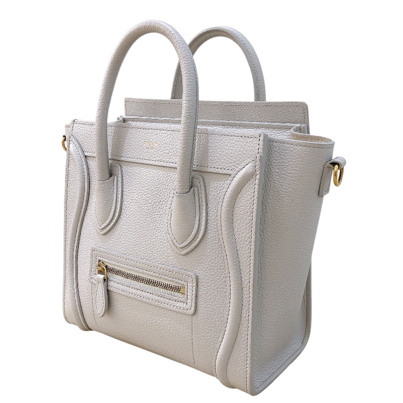 セリーヌ CELINE ラゲージナノショッパー 189243 ホワイト/ゴールド金具 レザー/カーフスキン レディース ショルダーバッグ