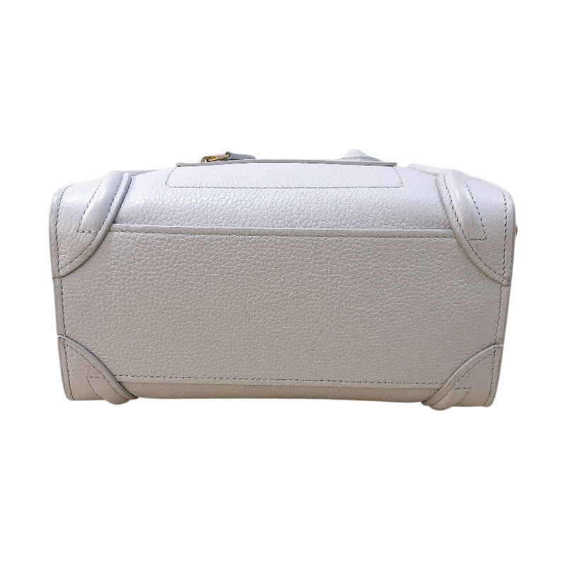 セリーヌ CELINE ラゲージナノショッパー 189243 ホワイト/ゴールド金具 レザー/カーフスキン レディース ショルダーバッグ