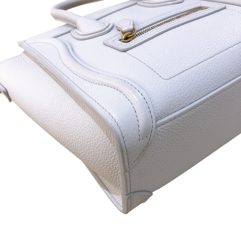 セリーヌ CELINE ラゲージナノショッパー 189243 ホワイト/ゴールド金具 レザー/カーフスキン レディース ショルダーバッグ