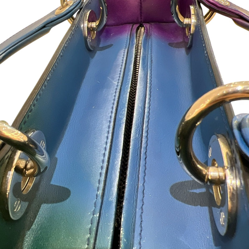 クリスチャン・ディオール Christian Dior レディディオール ミディアム グラデーション ブルー・グリーン・パープル レザー レディース ショルダーバッグ