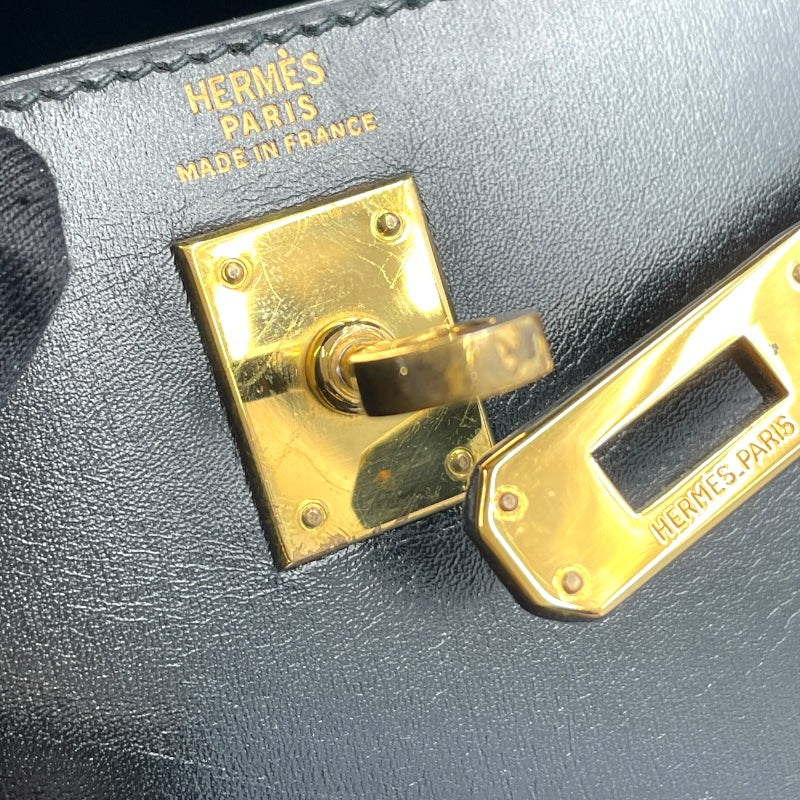 エルメス HERMES ミニケリー20 ○S刻 ブラック GD金具 ボックスカーフ レディース ショルダーバッグ