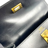 エルメス HERMES ミニケリー20 ○S刻 ブラック GD金具 ボックスカーフ レディース ショルダーバッグ