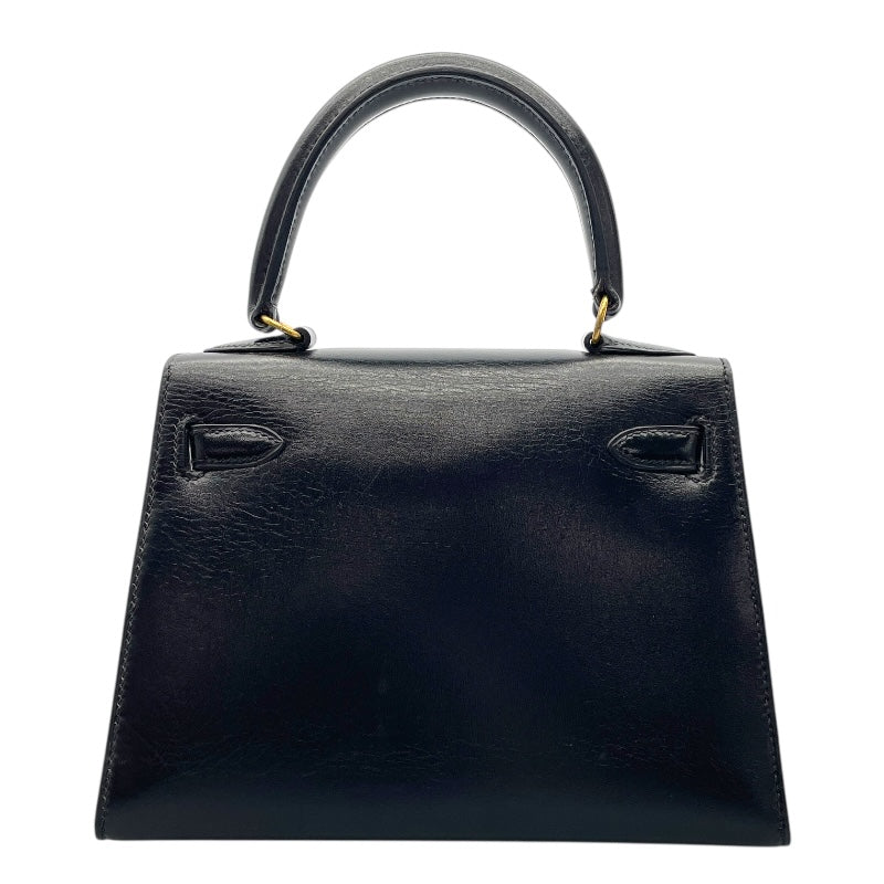 HERMES キュリオジボックスゴールド 中古品 エルメス ケリー32 ボックスカーフ ブラック ゴールド金具 ○A