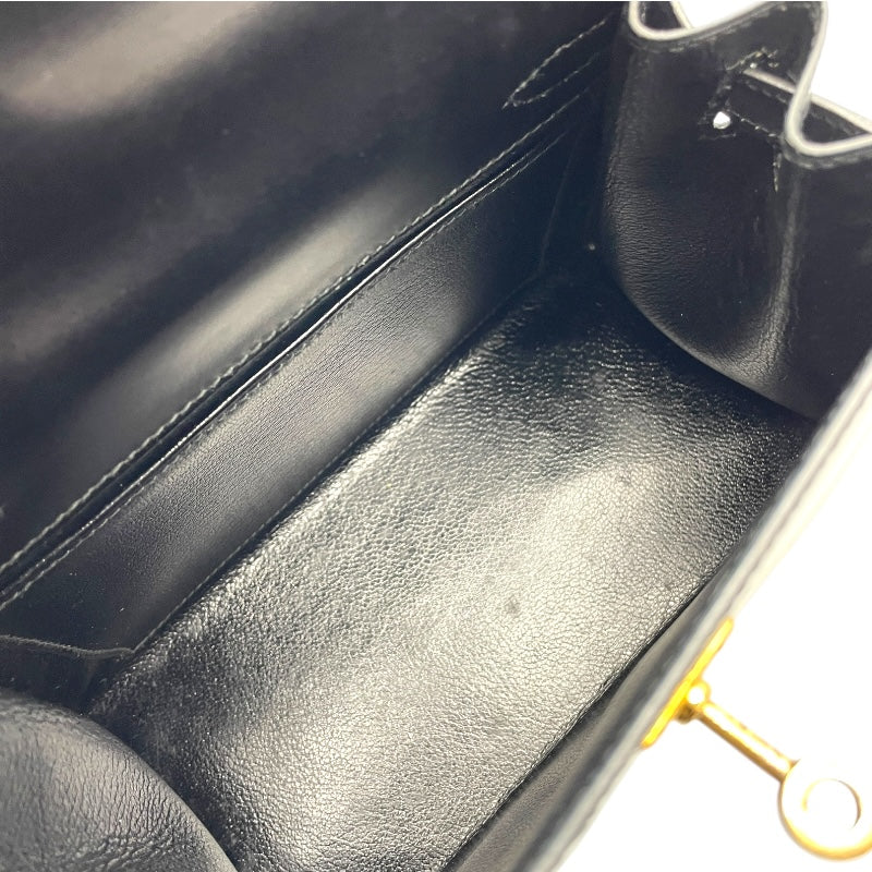 エルメス HERMES ミニケリー20 ○S刻 ブラック GD金具 ボックスカーフ
