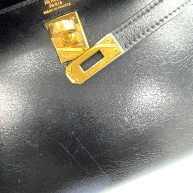 エルメス HERMES ミニケリー20 ○S刻 ブラック GD金具 ボックスカーフ レディース ショルダーバッグ