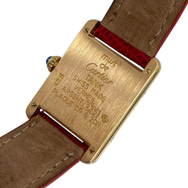 カルティエ Cartier マストタンク ヴェルメイユ SM W1009654 ホワイト sv925/GP/レザーベルト クオーツ レディース 腕時計
