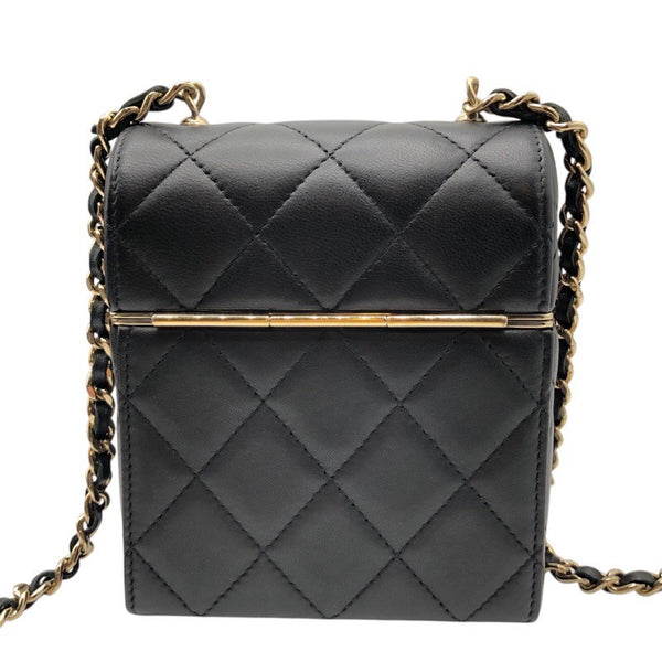 シャネル CHANEL ボックスショルダー AP2656 ブラック×GD金具 ラム レディース ショルダーバッグ