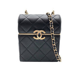 シャネル CHANEL ボックスショルダー AP2656 ブラック×GD金具 ラム レディース ショルダーバッグ