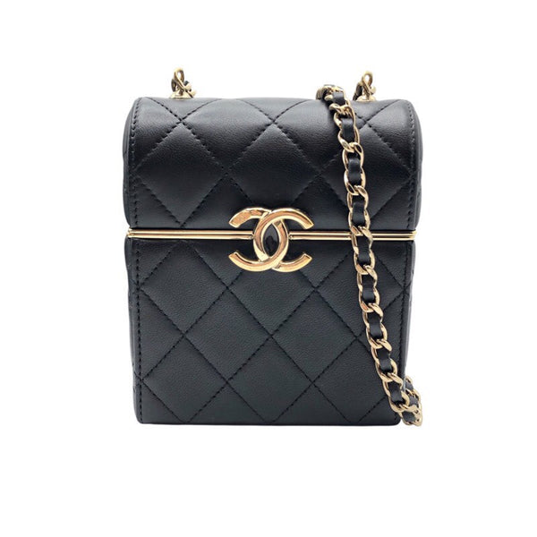シャネル CHANEL ボックスショルダー AP2656 ブラック×GD金具 ラム