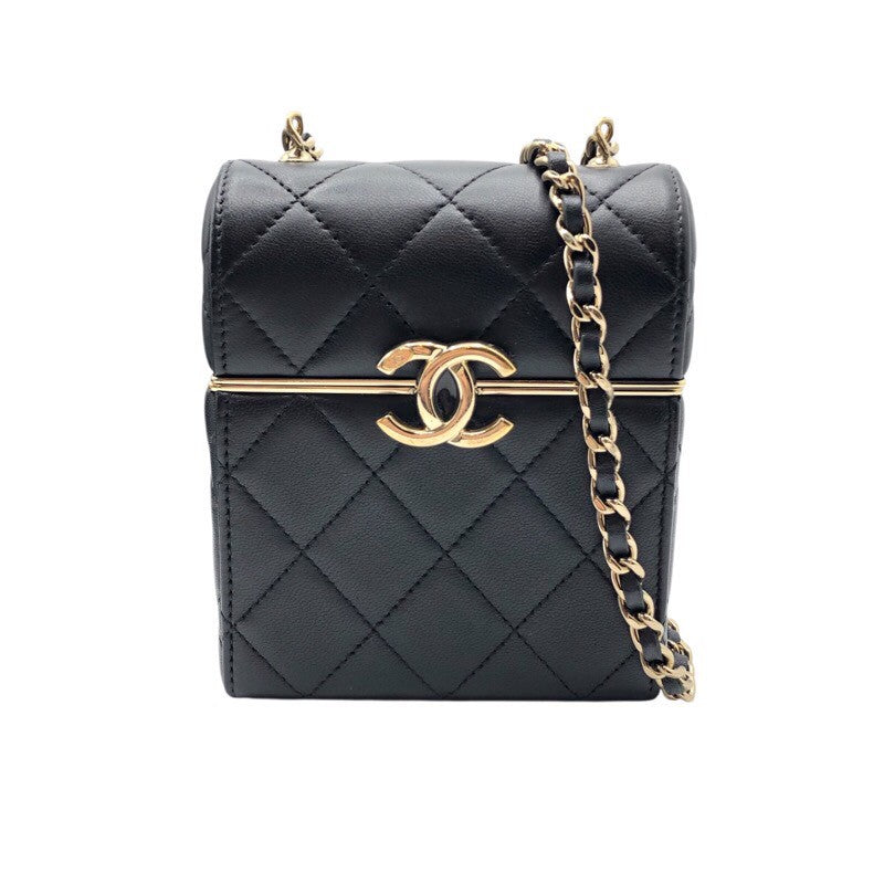 シャネル CHANEL ボックスショルダー AP2656 ブラック×GD金具 ラム レディース ショルダーバッグ