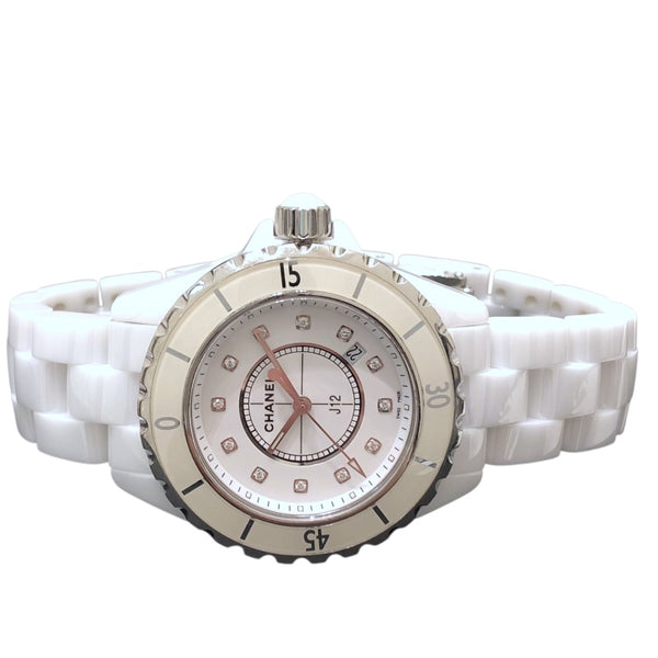 シャネル CHANEL J12 33MM H1628 ホワイト セラミック ダイヤモンド クオーツ レディース 腕時計