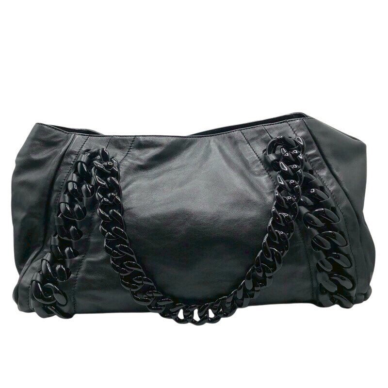 シャネル CHANEL ココマークプラチェーントートバッグ ブラック ラム レディース トートバッグ